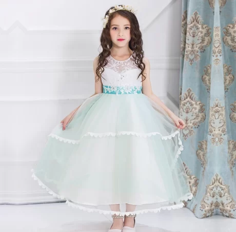 Piękna sukienka dla dziewczynki, druhny biało niebieska