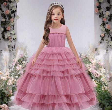 Różowa sukienka dla dziewczynki z falbankami