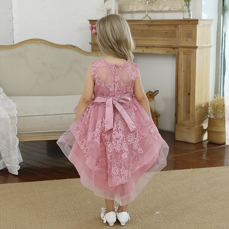 Piękna sukienka dla dziewczynki, druhny różowa, asymetryczna
