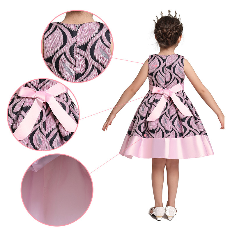 Piękna sukienka okolicznościowa dla dziewczynki różowa z czarnymi dodatkami