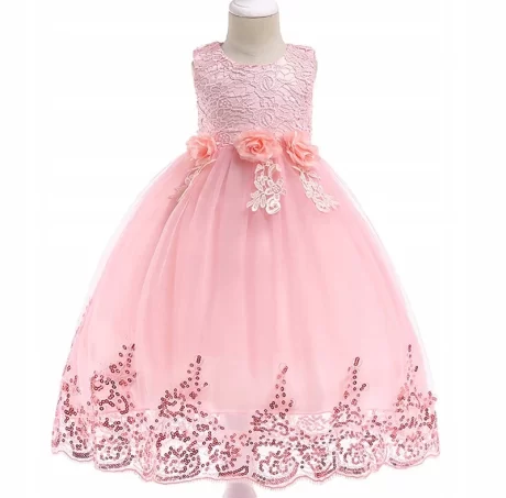 Różowa sukienka komunijna bez rękawków
