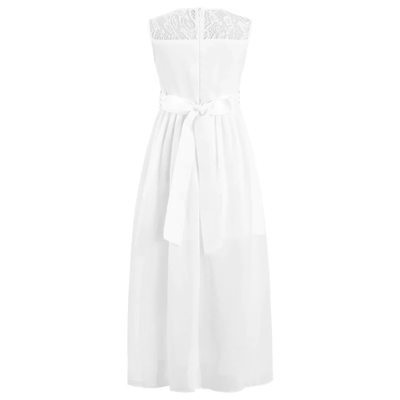 Piękna sukienka okolicznościowa dla dziewczynki długa, biała, koronkowa