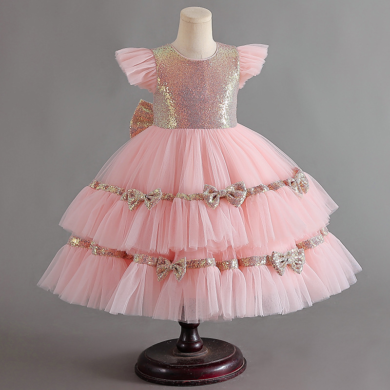 Różowa sukienka elegancka dla dziewczynki druhny